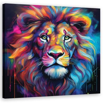 Artgeist Quadro su tela, Leone Pop Art a colori - 60x60