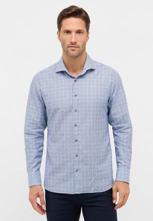 Eterna Langarmhemd ETERNA MODERN FIT, Herren, Gr. 44, Normalgr&ouml;ssen, blau, Twill, 59% Baumwolle, 41% Leinen, tailliert, Manschette, Hemden Langarmhemd, EASY 