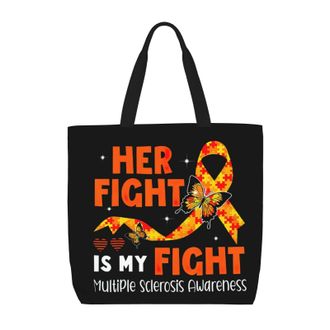 Generic Women Handbag Multiple Sclerosis Ms Awareness Ladies Shopping Shoulder Bag Folding Reusable Ladies Purse, For Holiday, Work, Wedding, Daily, Birthday