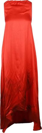 NOSTRASANTISSIMA Long Satin Dress - Red