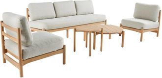 Sweeek Conjunto de jard&iacute;n en madera de acacia de 5 plazas, beige