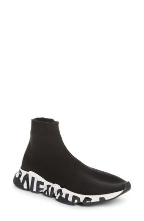 Balenciaga Speed LT Graffiti Knit Sneaker in Black at Nordstrom, Size 13Us