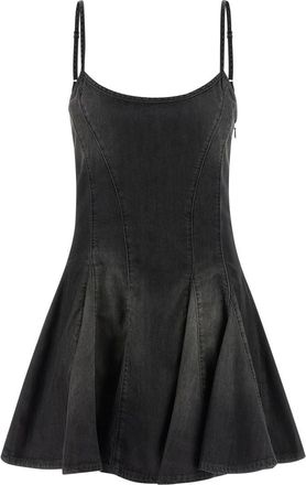 Diesel Black Scoop Neck Logo Mini Dress