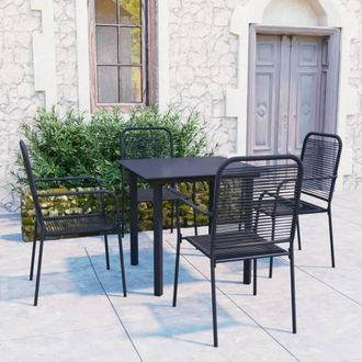 Berkfield Home 5 Piece Garden Dining Set Black Glass & Steel