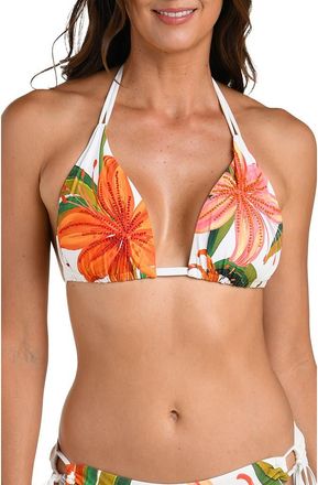 La Blanca Jungle Blossoms Halter Bikini Top in Ivory Multi at Nordstrom, Size 12