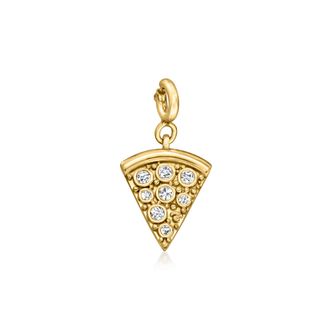 Ross-Simons Diamond Pizza Slice Charm in 18kt Gold Over Sterling