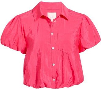 Cinq &agrave; Sept Allinae Button Up Crop Top in Azalea at Nordstrom, Size Xx-Small