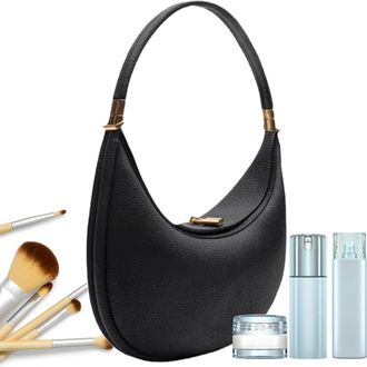 Generic Crescent Shoulder Bag For Women - Full Grain Leather 23x6x21cm | Leather Bags | Leat-her Handbag 4 In 1 Tote Trendy Accessories For Party Travel Vacat