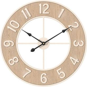 OEM Reloj De Pared 3d Silencioso, Moderno, Con Acabado En Madera Y N&uacute;meros Ar&aacute;bigos, Ideal Para Sal&oacute;n, Dormitorio U Oficina - 60 Cm