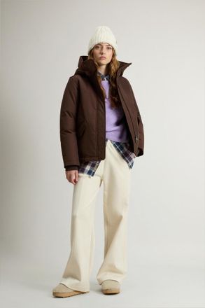 Woolrich donna Giacca imbottita in Ramar Cloth con cappuccio Marrone Taglia XXS