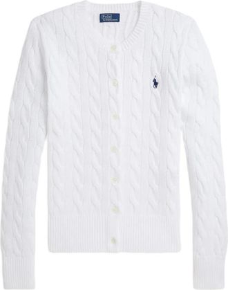 Ralph Lauren White Crewneck Logo Cardigan