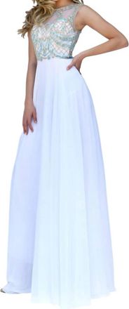 Sherri Hill High Illusion Neck Prom Dress In Light Blue