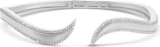 SHYMI Pave Outline Curl Cuff Bangle - 18K Gold-Filled, Rhodium Plated, Cubic Zirconia, Day to Night, Open Bangle