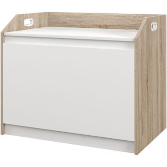 HOMCOM Cassapanca in Legno con Schienale, Maniglie e Vano Contenitore Bianco