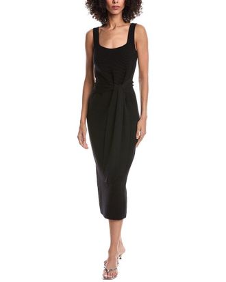 Toccin Elia Tie Front Sash Wool-Blend Dress