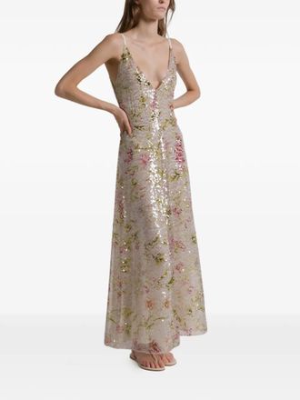 Alberta Ferretti Printed Sequins Long Dress