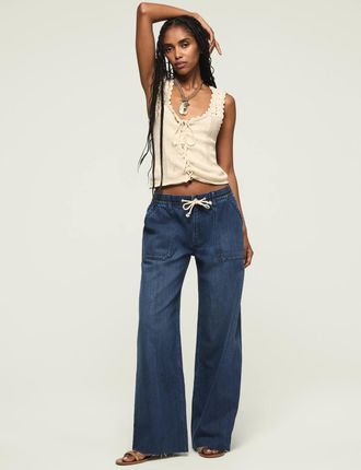 Lucky Brand Womens Patch Pocket Pull On Wide Leg