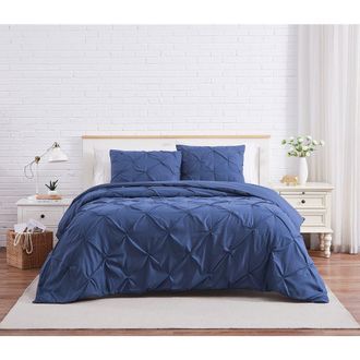 Southshore Fine Linens Pinch Pintuck Duvet Cover Set in Dark Blue at Nordstrom Rack, Size King/california King