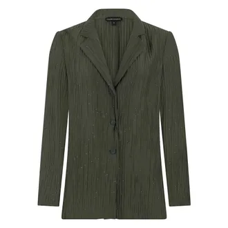 Emporio Armani Shirts, female, Green, Size: M Pleated Blazer
