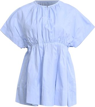 Victoria Beckham Short Sleeve Blouse in Light Blue Cotton
