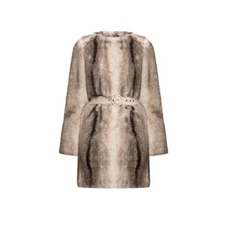 Twinset Cappotto in Eco-pelliccia con Cintura Staccabile - - Coats - Donna - Beige - XL