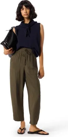 Whistles Linen Elasticated Trousers in Green at Nordstrom, Size 4