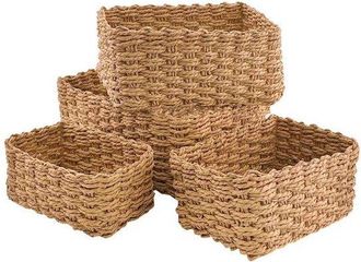 OEM 5 Cestas De Almacenamiento De Cuerda De Papel Trenzada - Apilables, Para Ba&ntilde;o, Cocina, Sala De Estar