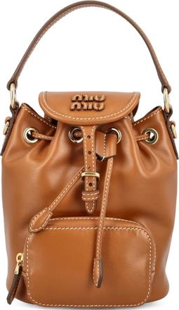 Miu Miu Zaino con logo - Marrone