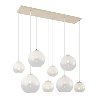 QAZQA Qazqa L&aacute;mpara Colgante Art D&eacute;co Beige Con Cristal Blanco 8 Luces