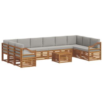 vidaXL Conjunto De Sof&aacute;s De Exterior 11 Uds. Gris Natural Y Claro Vidaxl