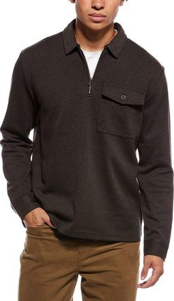 Vince Herringbone Wool-Blend Zip Polo Shirt