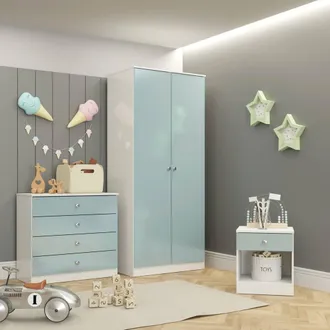 Seconique Denver Trio Set -White & Blue Gloss