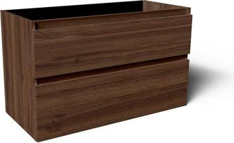 Saniclass Vita Badkamermeubelset - 100x60x46cm -2 lades - greeploos - 1 wasbak - 1 kraangat - overloop - keramiek - noten