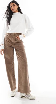 Only Hope high waist wide leg cord pants in brown
