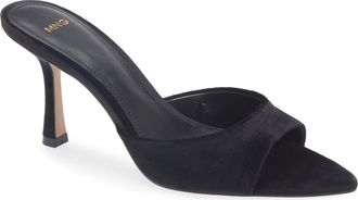 Mango Velvet Slide Sandal in Black at Nordstrom, Size 7.5Us
