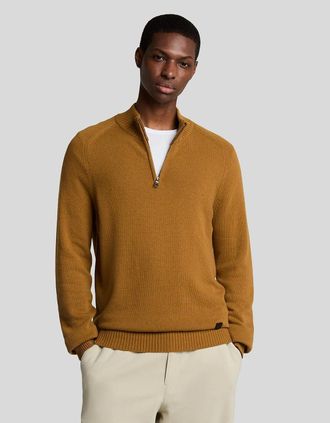Lyle & Scott Lyle And Scott Mens 1/4 Zip Knit Jumper - Yellow - Size: 34