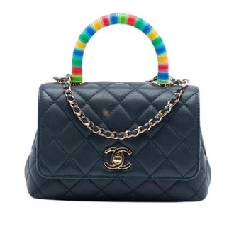 Chanel Pre-owned Vintage Quilted Satchel - Dames - Vintage Handtas - Blauw - ONE Size - Leer - Vintage