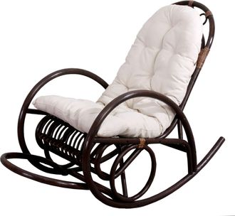 Hhg Hhg - Nunca Usado] Mecedora 648, Sill&oacute;n De Rat&aacute;n, Marr&oacute;n, Coj&iacute;n Blanco
