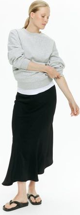 H&M Mama Asymmetric Satin Skirt in Black at Nordstrom, Size X-Small