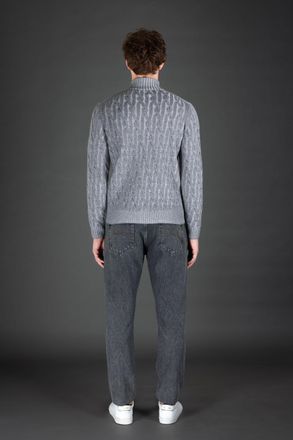 Moorer Cable Knit Cardigan - Light Grey