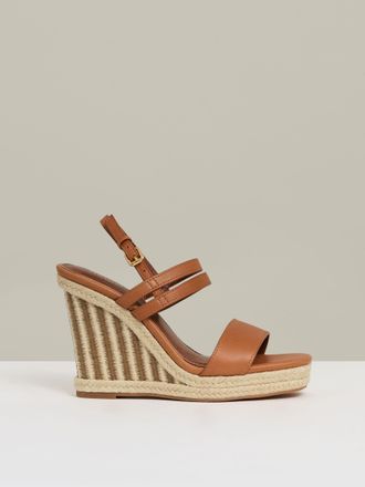 Reiss Neutral Raffia Wedge Heeled Sandals, X11