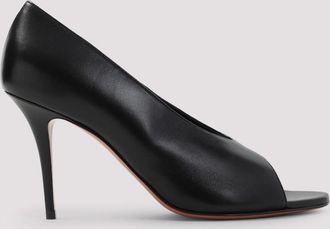 Amina Muaddi Black Slip On Pumps