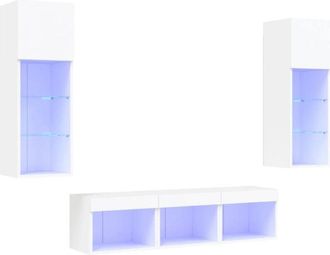 vidaXL Vidaxl - 5 Piece tv Wall Units with led White Engineered Wood