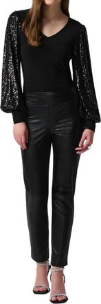 Joseph Ribkoff Sparkle Sleeve Top In Black