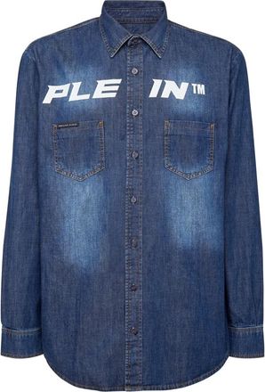 Philipp Plein Logo Denim Shirt - Heren - Spijkeroverhemden - Blauw - S - Denim - Overhemden