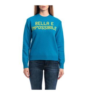 MC2 Saint Barth Round-neck Knitwear, female, Blue, Size: XS Maglione Girocollo NEW Queen