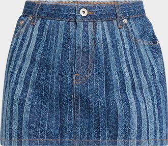Jean Paul Gaultier Spiral Print Denim Mini Skirt