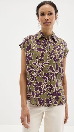 Contemporaine Womens Luxuriant pure linen cap-sleeve shirt