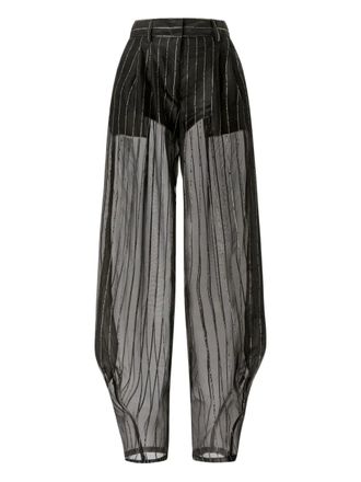 Genny pinstriped sheer trousers - women - Polyamide/Silk/Viscose/Polyester - 40 - Black