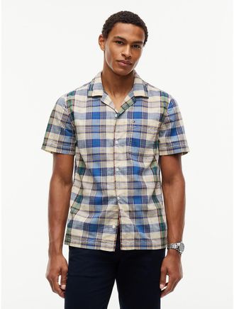 Tommy Hilfiger Mens Regular Fit Ikat Plaid Camp Shirt - Plaid Multi 4 - XXL